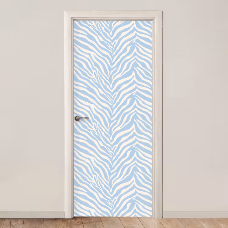 Deursticker - Zebra - Motief - Blauw - Wit — 1