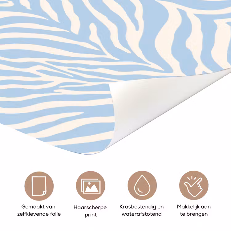 Deursticker - Zebra - Motief - Blauw - Wit — 3