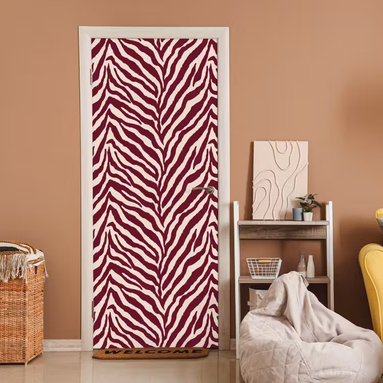 Deursticker - Zebra - Motief - Bordeaux - Rood — 2