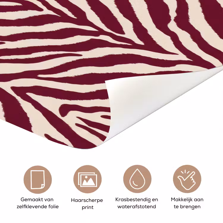Deursticker - Zebra - Motief - Bordeaux - Rood — 3