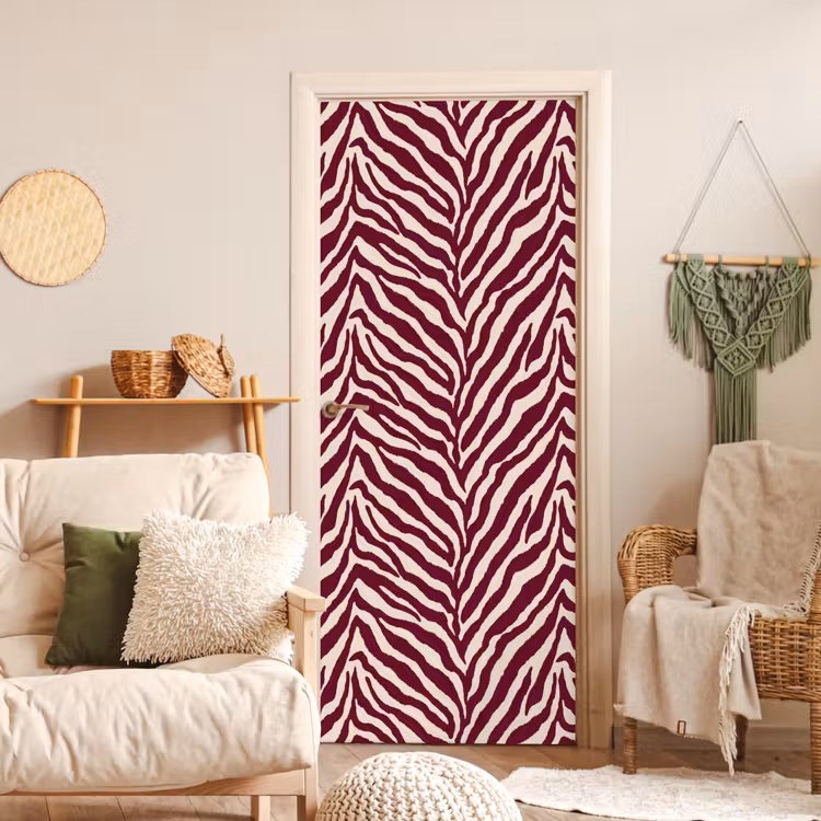 Deursticker - Zebra - Motief - Bordeaux - Rood — 4