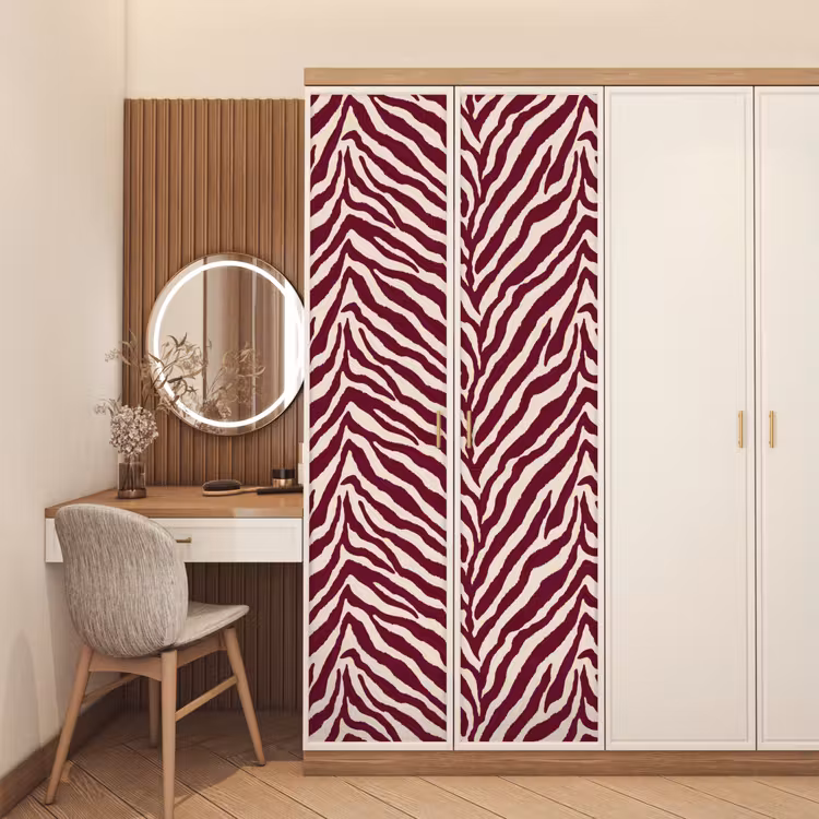 Deursticker - Zebra - Motief - Bordeaux - Rood — 5