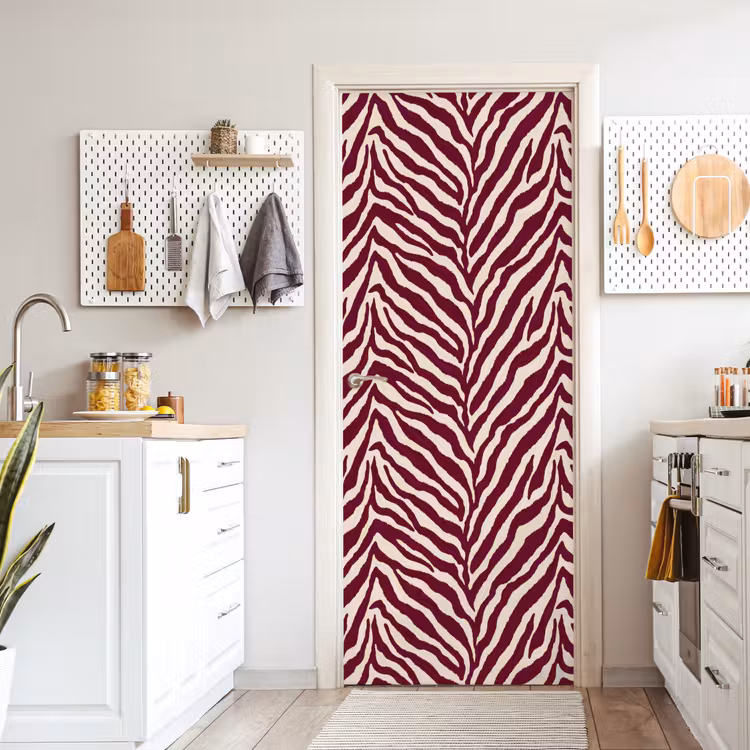 Deursticker - Zebra - Motief - Bordeaux - Rood — 7