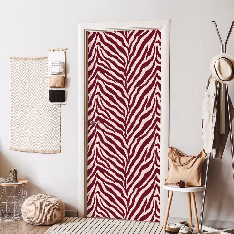 Deursticker - Zebra - Motief - Bordeaux - Rood — 8