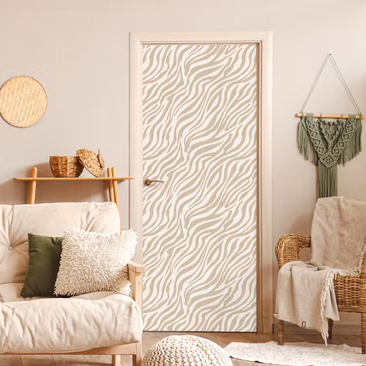 Deursticker - Zebra - Patroon - Beige — 4