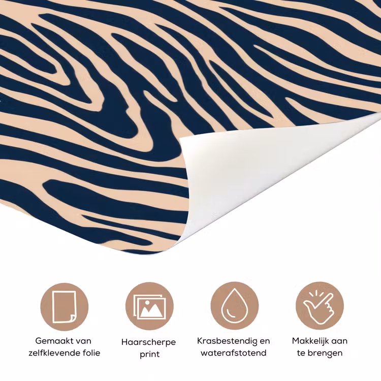 Deursticker - Zebra - Patroon - Blauw - Beige — 3