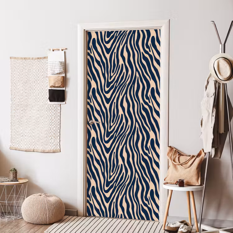 Deursticker - Zebra - Patroon - Blauw - Beige — 8