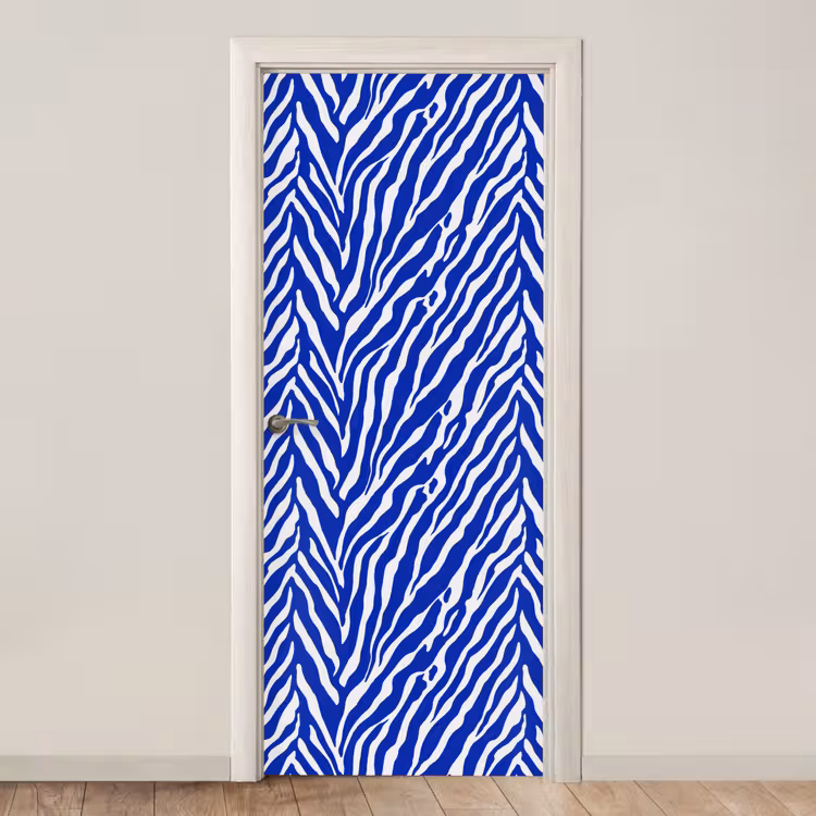 Deursticker - Zebra - Patroon - Kobalt - Blauw — 1
