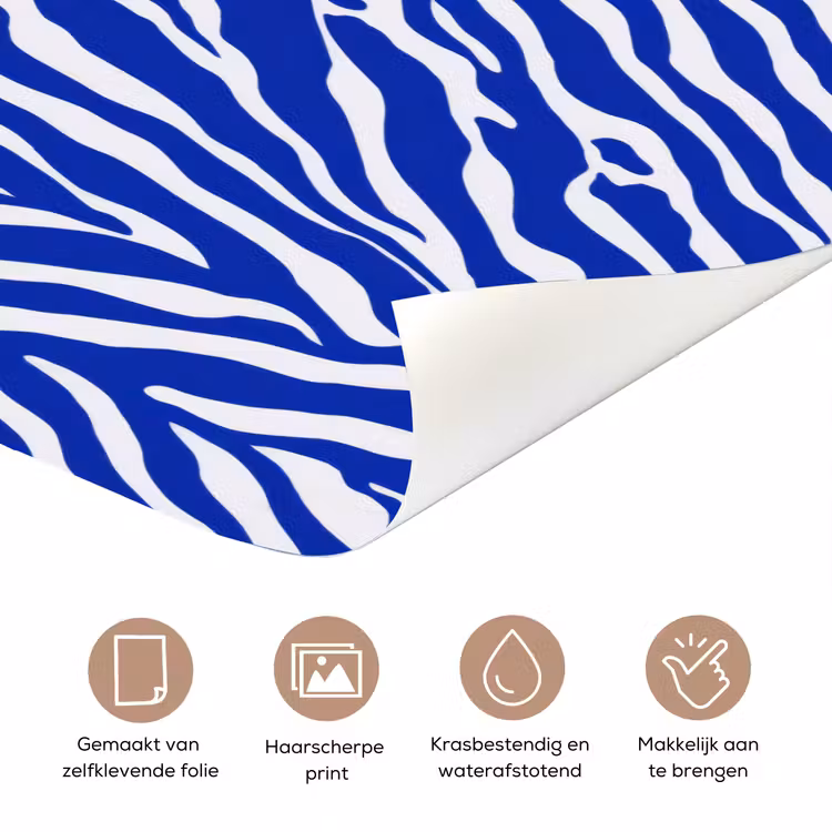 Deursticker - Zebra - Patroon - Kobalt - Blauw — 3