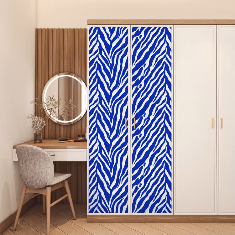 Deursticker - Zebra - Patroon - Kobalt - Blauw — 5