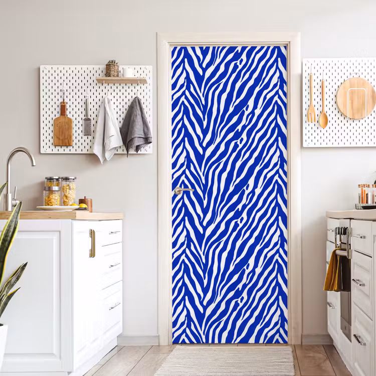 Deursticker - Zebra - Patroon - Kobalt - Blauw — 7