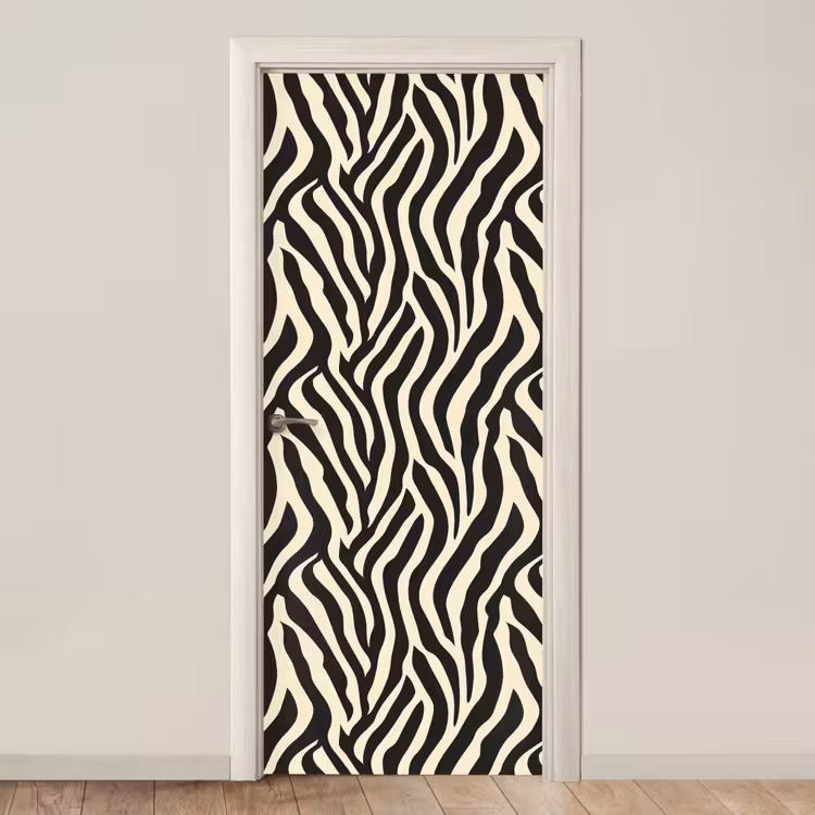 Deursticker - Zebra - Print - Klassiek - Zwart — 1