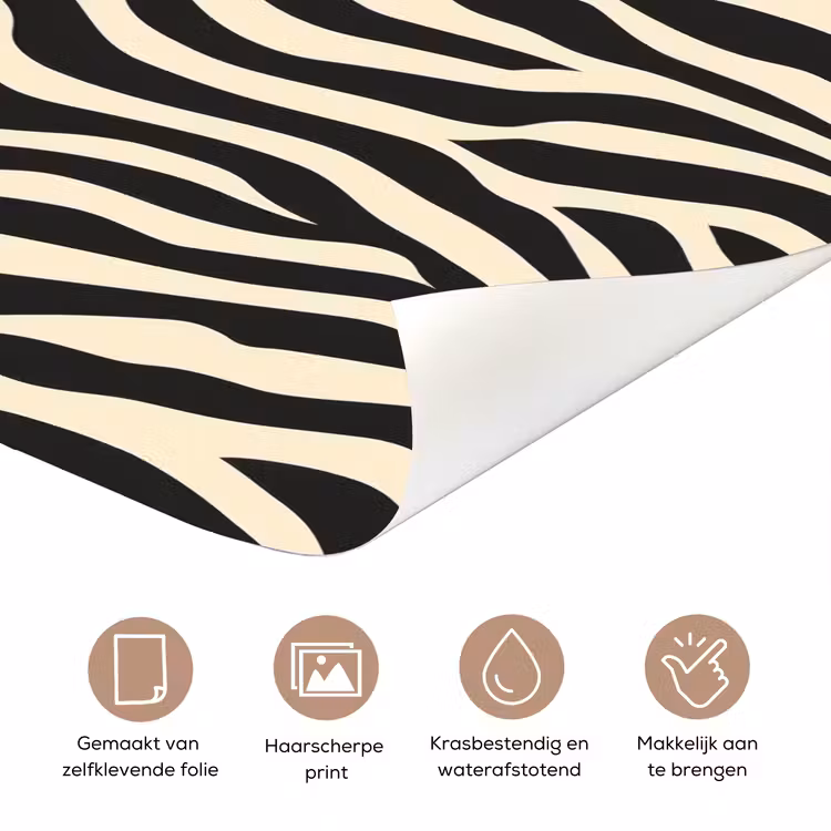 Deursticker - Zebra - Print - Klassiek - Zwart — 3