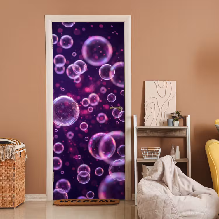 Deursticker - Paars - Bubbels - Schuim — 2