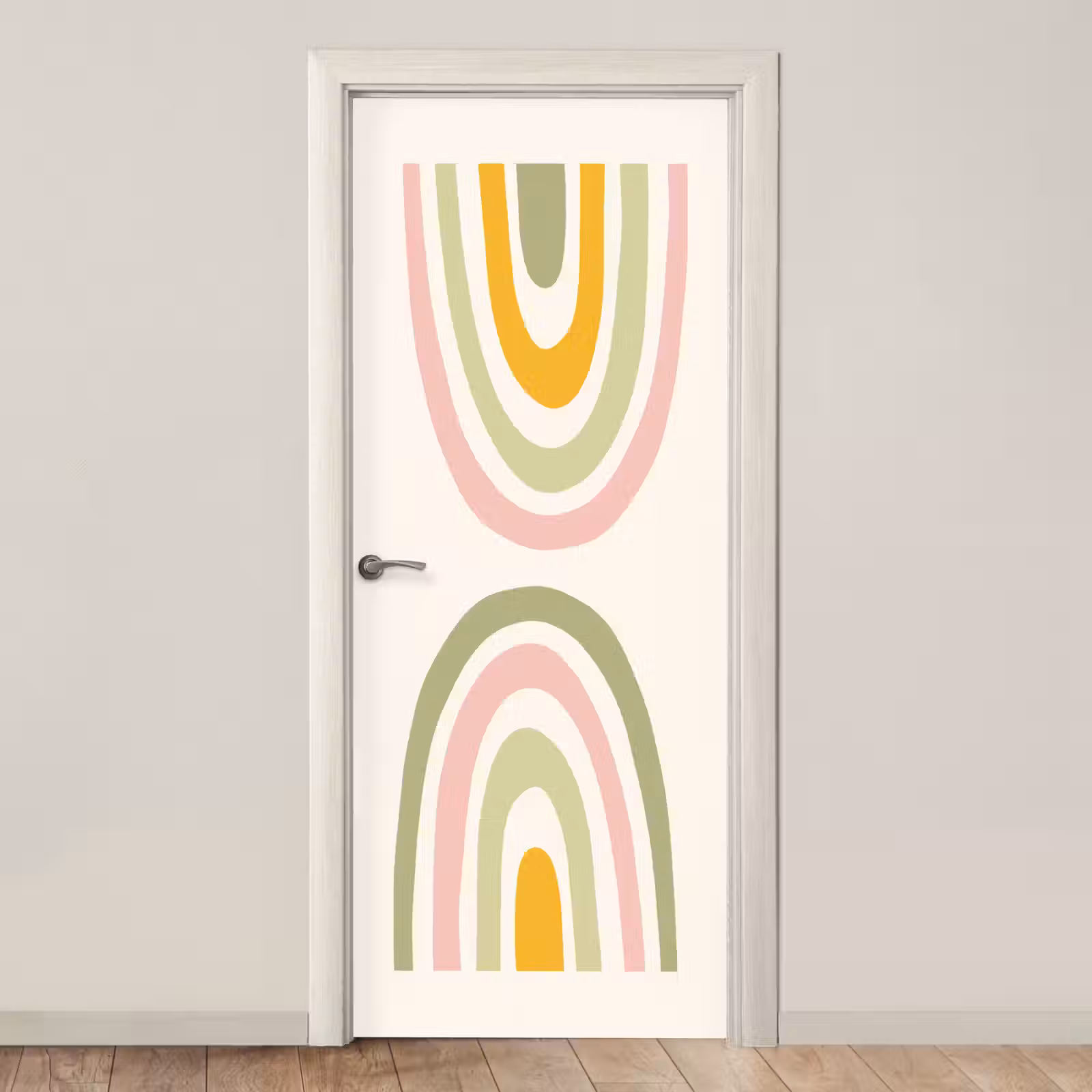 Deursticker - Regenboog - Pastel - Groen - Roze - Modern — 1