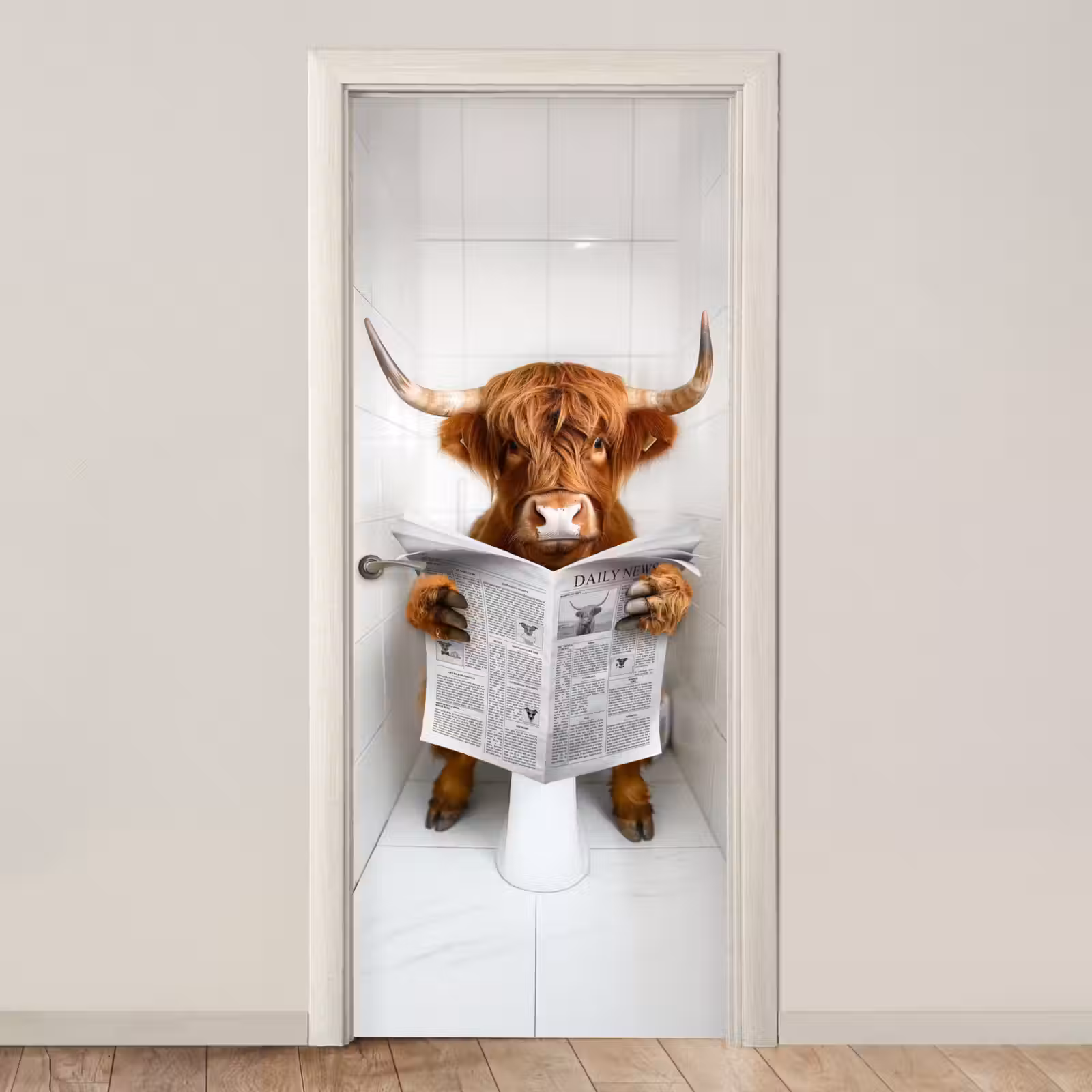 Deursticker - Schotse Hooglander - Krant - WC - Dier — 1