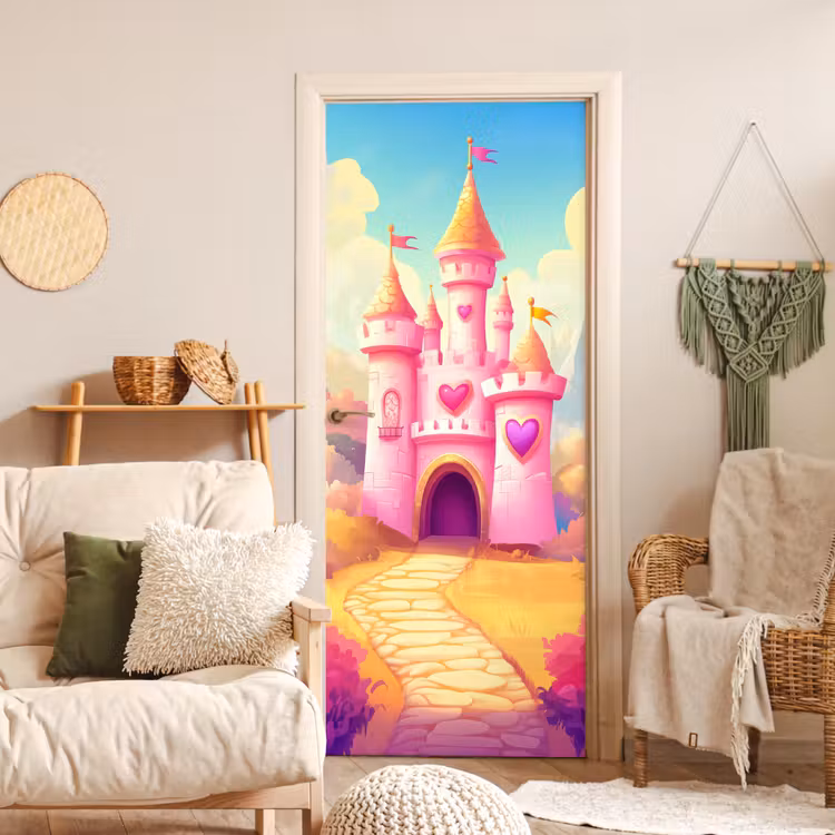 Deursticker - Kasteel - Roze - Pad - Sprookje - Fantasie — 4