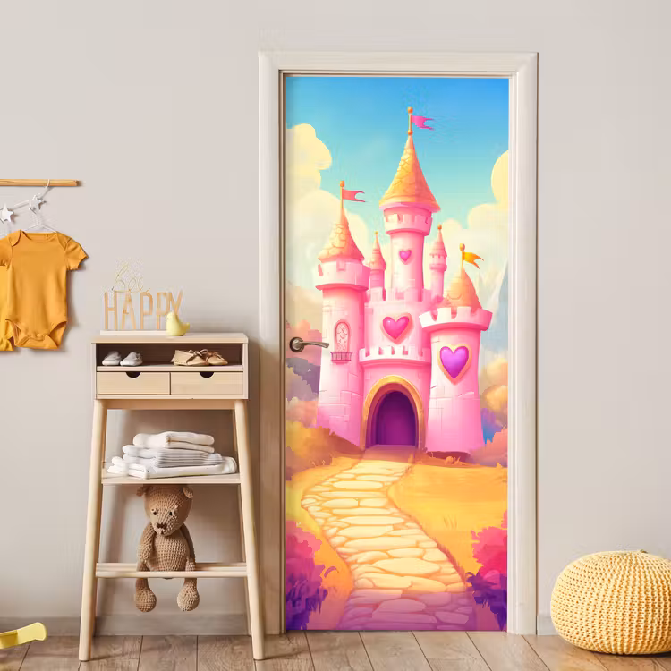 Deursticker - Kasteel - Roze - Pad - Sprookje - Fantasie — 6