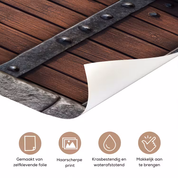Deursticker - Kasteeldeur - Bruin - Stenen - Hout - Klimop — 3