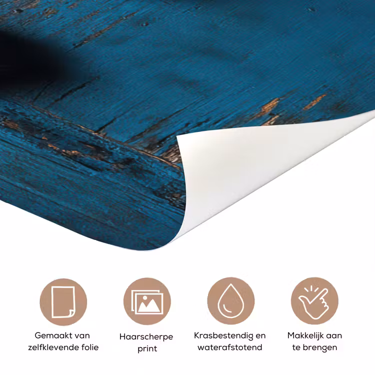 Deursticker - Kat - Doorkijk - Hout - Dieren - Blauw — 3