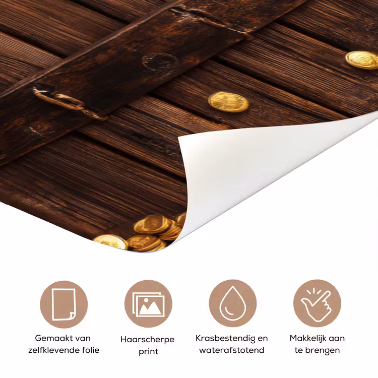 Deursticker - Kluisdeur - Goud - Geld - Hout — 3