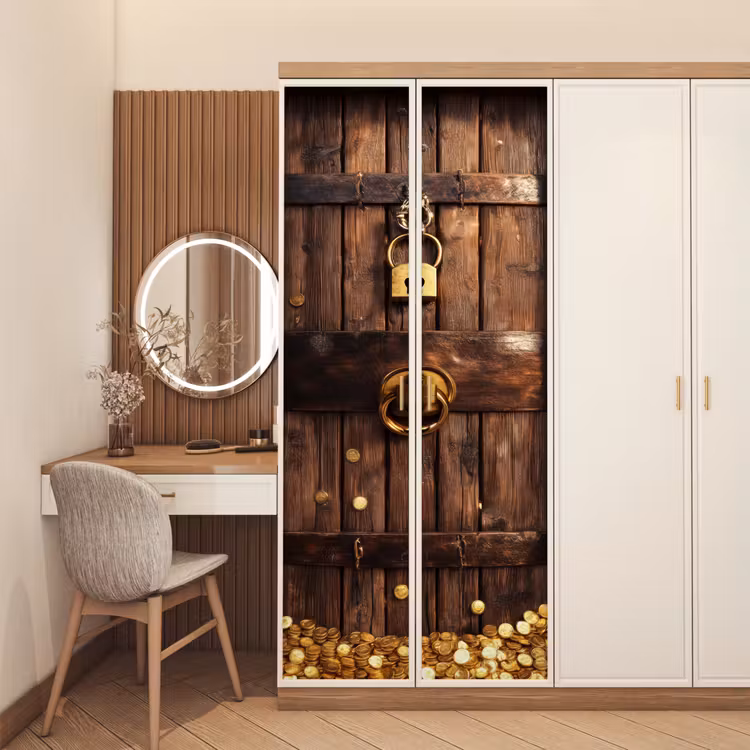 Deursticker - Kluisdeur - Goud - Geld - Hout — 5