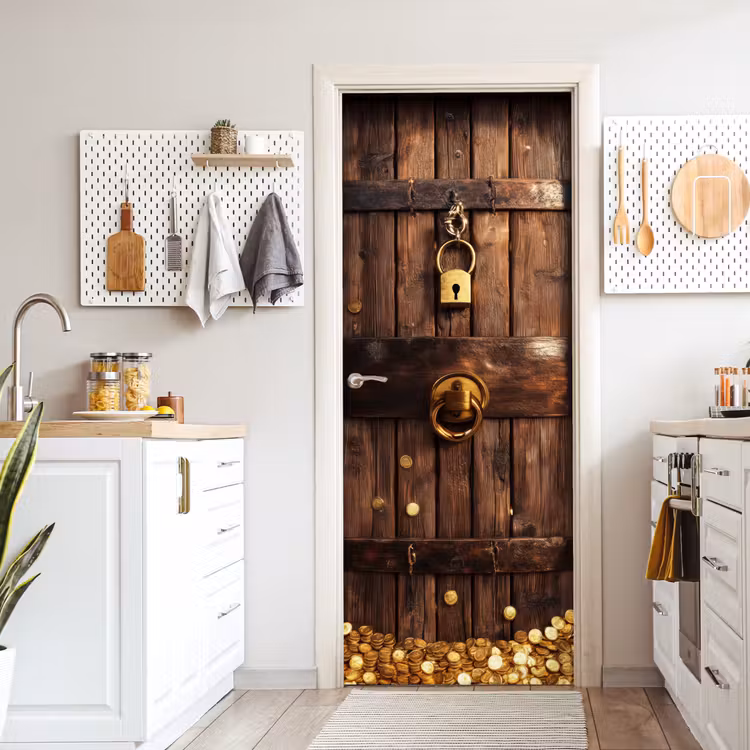 Deursticker - Kluisdeur - Goud - Geld - Hout — 7
