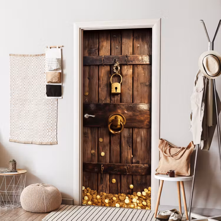 Deursticker - Kluisdeur - Goud - Geld - Hout — 8