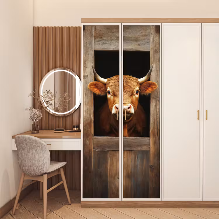 Deursticker - Koe - Doorkijk - Raam - Hout - Dieren — 5