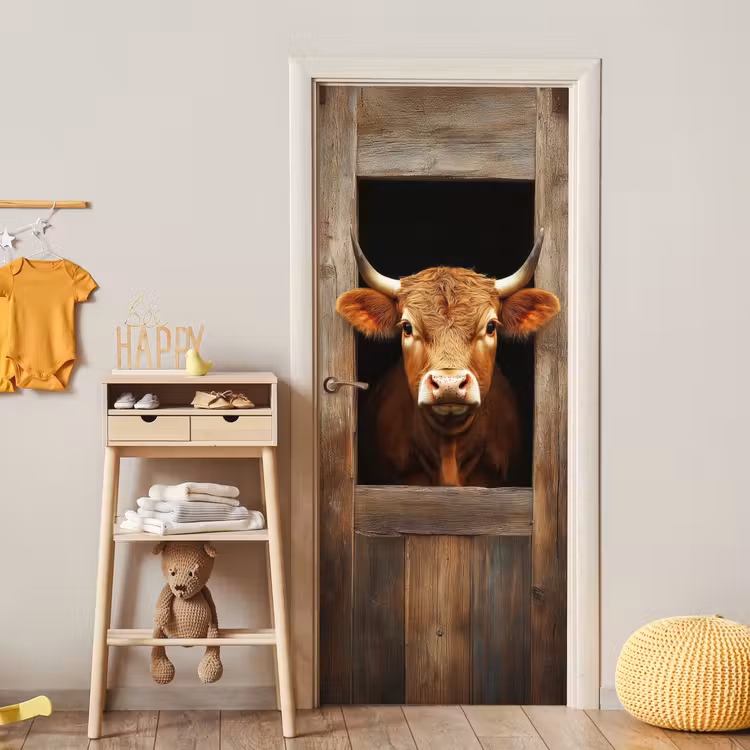 Deursticker - Koe - Doorkijk - Raam - Hout - Dieren — 6
