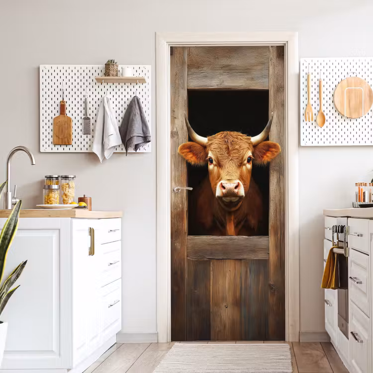 Deursticker - Koe - Doorkijk - Raam - Hout - Dieren — 7