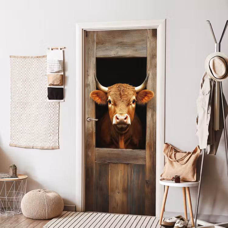 Deursticker - Koe - Doorkijk - Raam - Hout - Dieren — 8