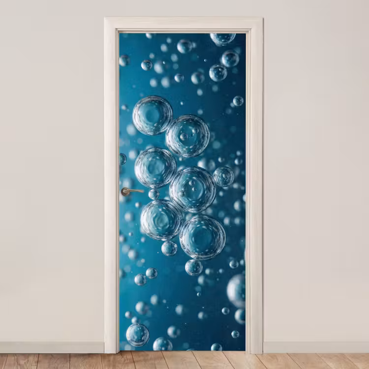 Deursticker - Luchtbellen - Dynamisch - Blauw — 1