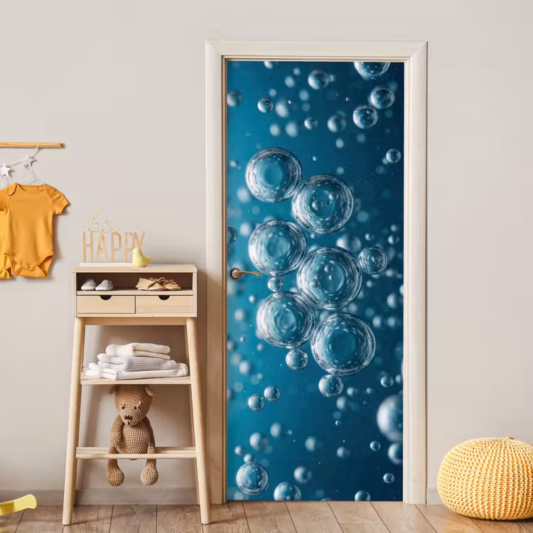 Deursticker - Luchtbellen - Dynamisch - Blauw — 6