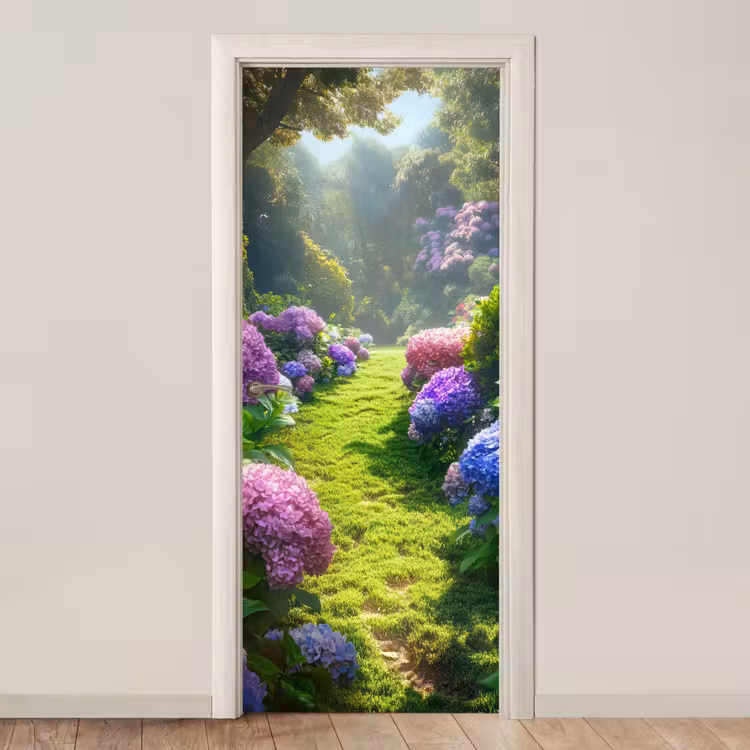 Deursticker - Natuur - Hortensia - Bloemen - Groen — 1