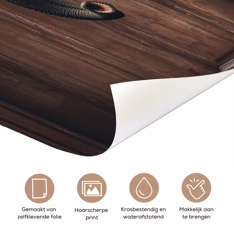 Deursticker - Olifant - Doorkijk - Deur - Houtlook — 3
