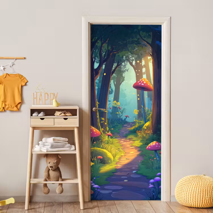 Deursticker - Paddenstoelen - Bos - Natuur - Pad — 6