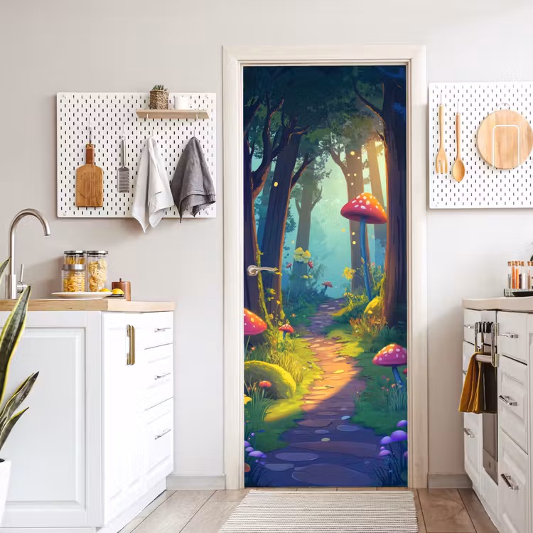 Deursticker - Paddenstoelen - Bos - Natuur - Pad — 7