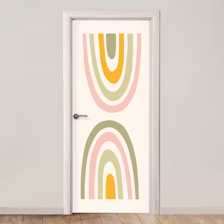 Deursticker - Regenboog - Pastel - Groen - Roze - Modern — 1