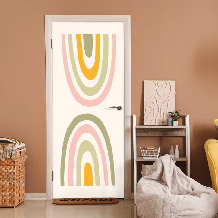 Deursticker - Regenboog - Pastel - Groen - Roze - Modern — 2