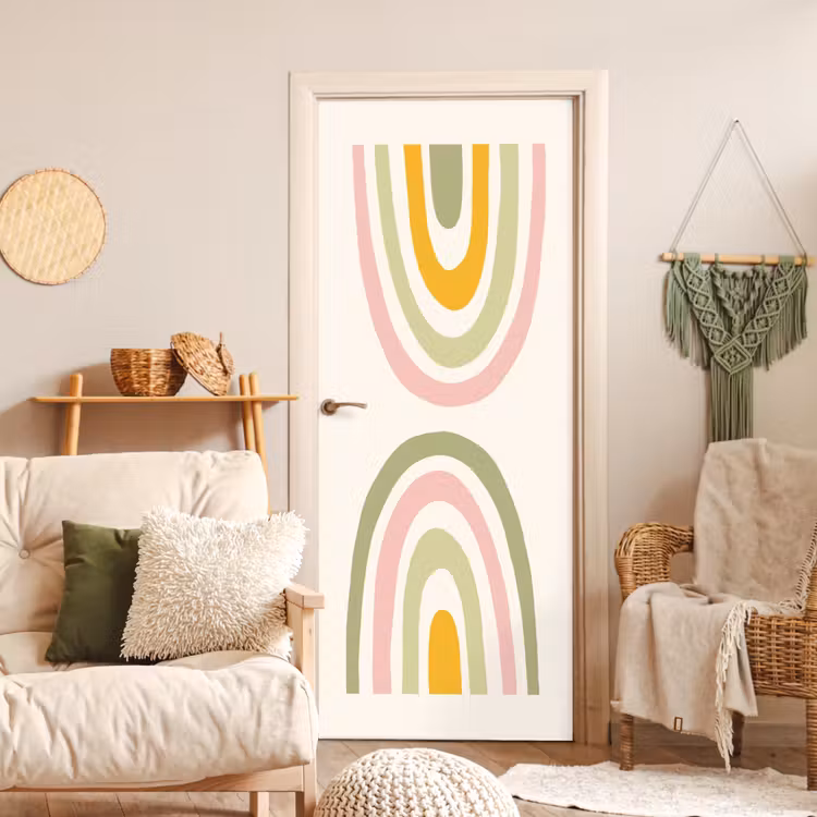 Deursticker - Regenboog - Pastel - Groen - Roze - Modern — 4