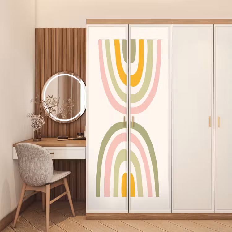 Deursticker - Regenboog - Pastel - Groen - Roze - Modern — 5