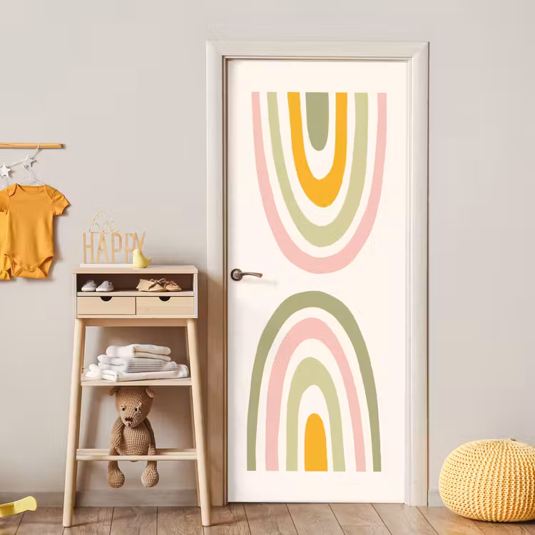 Deursticker - Regenboog - Pastel - Groen - Roze - Modern — 6