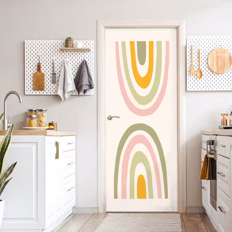 Deursticker - Regenboog - Pastel - Groen - Roze - Modern — 7