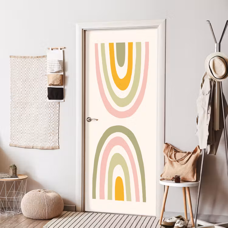 Deursticker - Regenboog - Pastel - Groen - Roze - Modern — 8