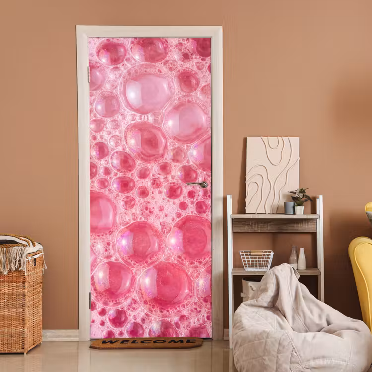 Deursticker - Roze - Schuim - Bubbels — 2
