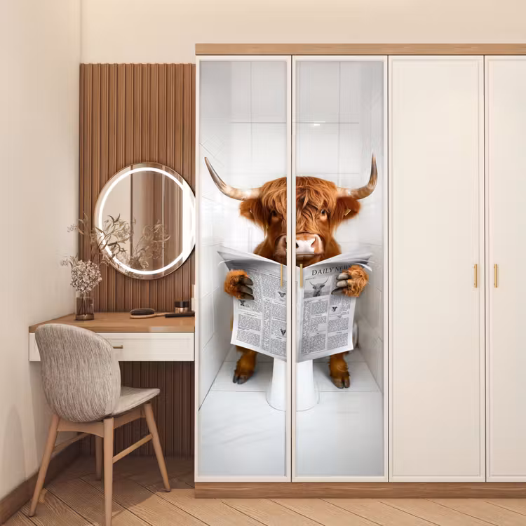 Deursticker - Schotse Hooglander - Krant - WC - Dier — 5