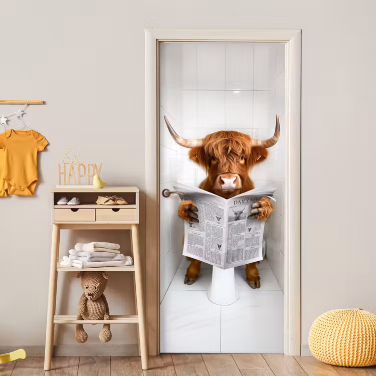 Deursticker - Schotse Hooglander - Krant - WC - Dier — 6