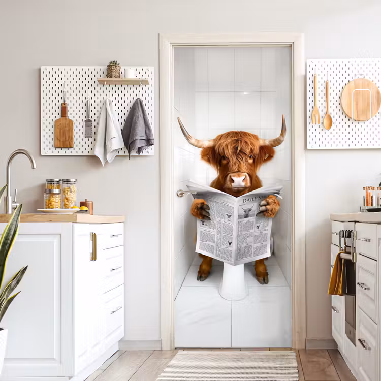 Deursticker - Schotse Hooglander - Krant - WC - Dier — 7