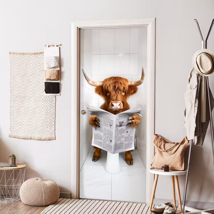 Deursticker - Schotse Hooglander - Krant - WC - Dier — 8